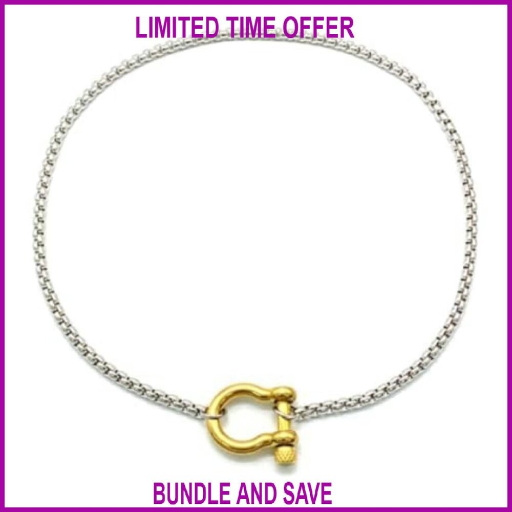 18K Gold Plated Buckle Necklace with Stainless Steel Chain 17.7 Inch